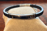 Chic stainless steel and leather band bracelet