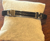 Elegant  leather bracelet with stainless steel design