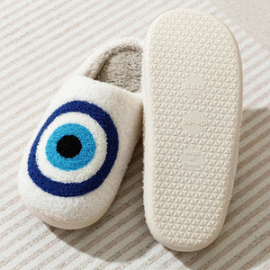 Evil Eye Slippers with Rubber Sole