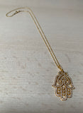 Hand of Fatima Evil Eye Protection Necklace - 18K gold plated available as well as silver and rose gold. Chain is 40cm
