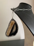 Agate gemstone pendant  with Stainless Steel Chain