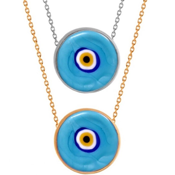 Blue Mati Evil Eye  Murano Necklace