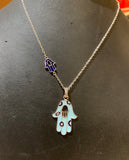 Double Hamsa Hand Necklace. Length of chain 45cm