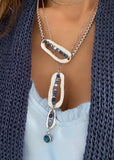 Long and short chains with oval and beads. Can be worn together or purchased separately