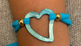 30%Off SALE. Artisan Jewellery - Heart Shell Lycra Stretch Bracelet