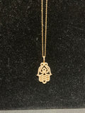 Hand of Fatima Evil Eye Protection Necklace - 18K gold plated available as well as silver and rose gold. Chain is 40cm