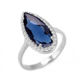 Sapphire Quartz Silver CZ Ring