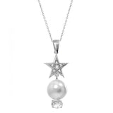 Silver Pearl and Star Wedding Necklace