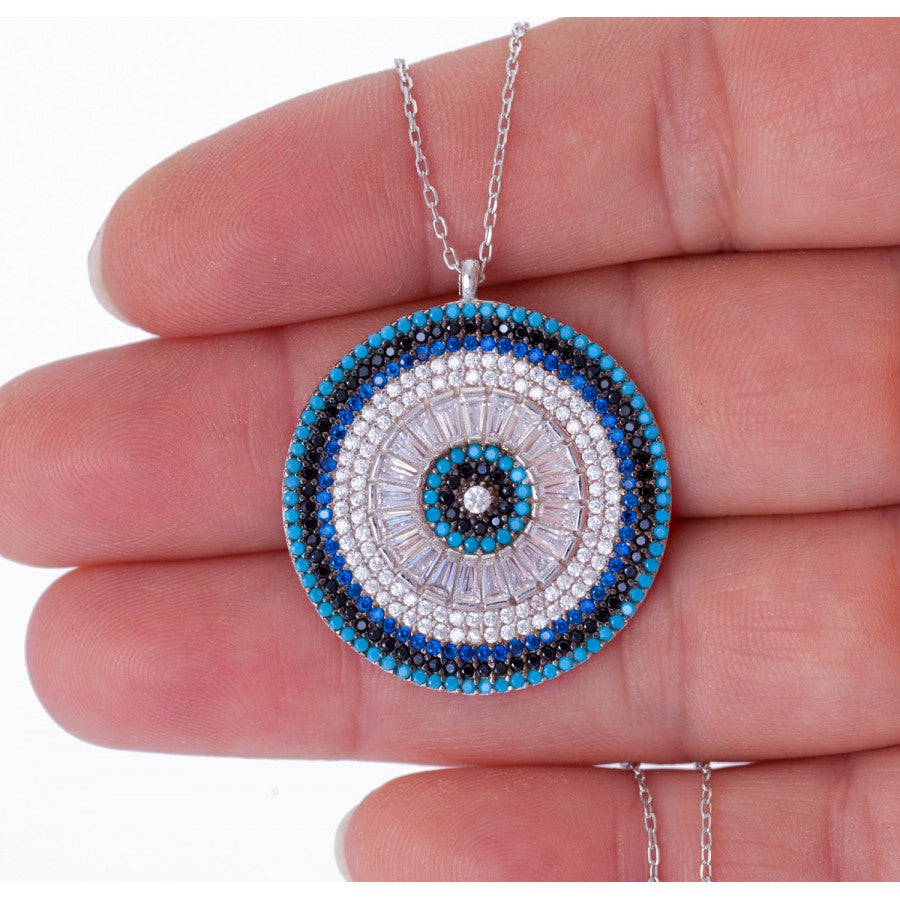 Large Evil Eye Medallion Necklace
