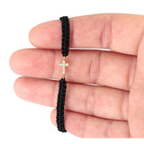 Black String Bracelet with Cross
