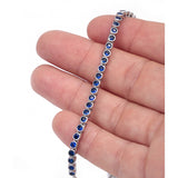Silver Bracelet with Sapphire Blue Cz Stones