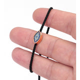 Evil Eye Pull String Bracelet with Nano Turquoise Stones