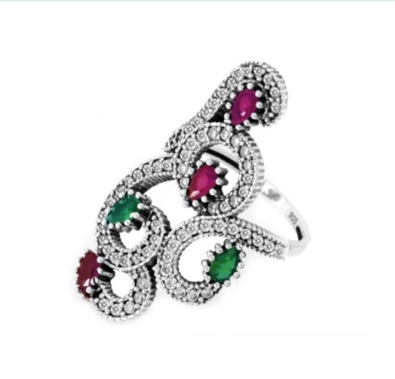 Designer Ruby And Emerald Ring