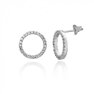 Hollow Round Stud Silver Earring 