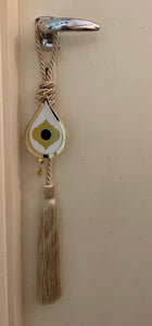 Wall hanging charm in white and gold