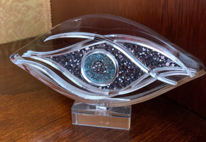 Clear Plexi Evil Eye stand with Glitter - L 14cm - H  8cm - Beautiful
