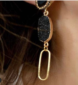 Long Black Stone earrings