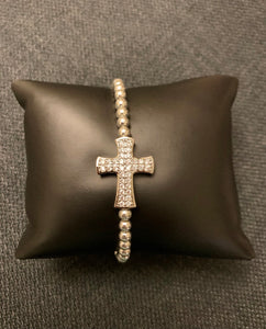 30%OFF SALE Silver Plated Hematite with Cross and CZ