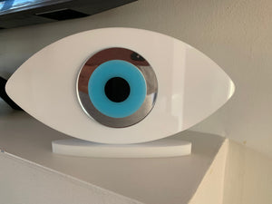 Home Decor Plexi Glass White  with Blue Eye