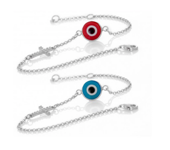 Greek Blue Mati Evil Eye Cross Bracelet