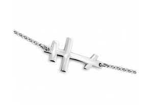 Plain Silver Russian Orthodox Cross Bracelet