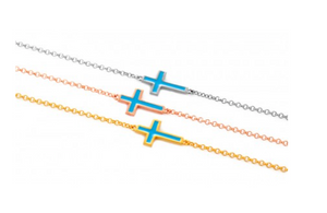 BLUE - Double Sided Cross Charm Bracelet - Was $45 now $22
