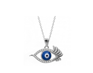 Greek eye sales necklace white gold