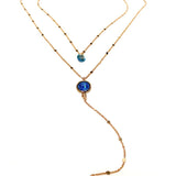 30% OFF SALE Double chain necklace with blue stone
