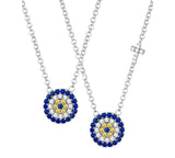 Evil Eye Necklace with CZ stones.Available in silver, gold and rose gold plated.