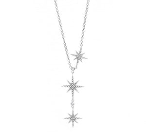 Silver Starburst Necklace with Cz Stones