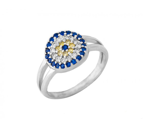 Evil Eye Ring with CZ Stones