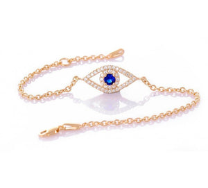 Evil Eye Bracelet with Sapphire Cz Stones