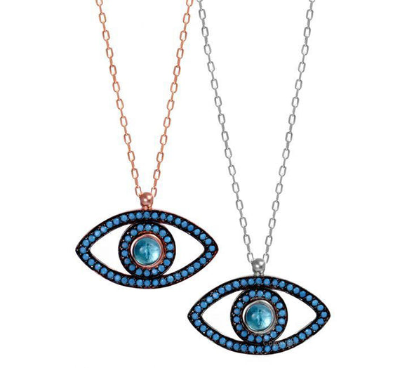 Blue Designer Evil Eye Necklace 42 to 45cm Adjustable
