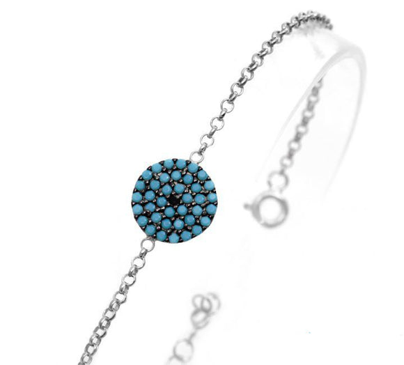Turquoise Nano Disk Silver Bracelet