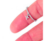 Silver Ring with Mini Dangling Cross