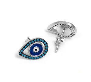 Nano Turquoise Enamel Evil Eye Earrings