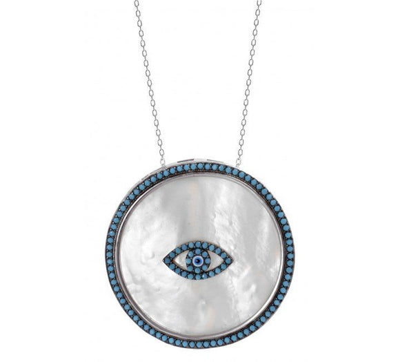 Medallion Necklace with Evil Eye