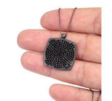 Square Necklace with Black Cz Stones