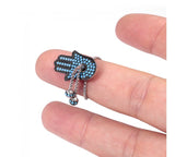Hamsa Hand Ring with Nano Turquoise Stones
