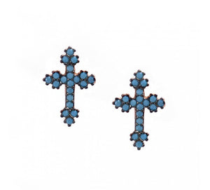 Cross Earrings with Nano Turquoise Stones