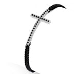 Silver Sideways Macrame Cross Bracelet - Adjustable