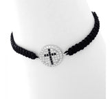 Braided Cord Silver Cross Bracelet