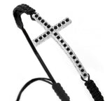 Silver Sideways Macrame Cross Bracelet - Adjustable