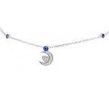 Silver Anklet with Dangle Moon and Heart
