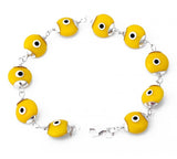 Silver Evil Eye Bracelet Yellow Murano Glass - Was $49 Now $39