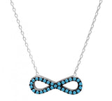 Silver Necklace with Nano Turquoise Gemstone Infinity Charm