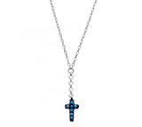Silver Necklace with Nano Turquoise Stones Cross