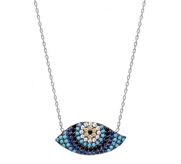 Evil Eye Necklace with Nano Turquoise Stones
