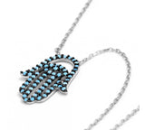 Hamsa Necklace with Nano Turquoise Hamsa Hand
