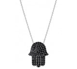 Hamsa Necklace with Black Cz Stones